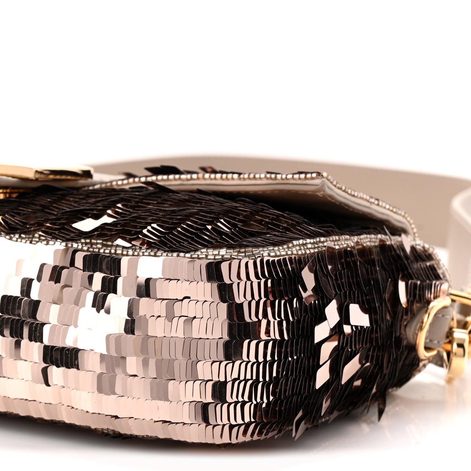 Fendi Sequin Paillettes Vitello Grace Sex and the City Baguette Tortora 10 of 10