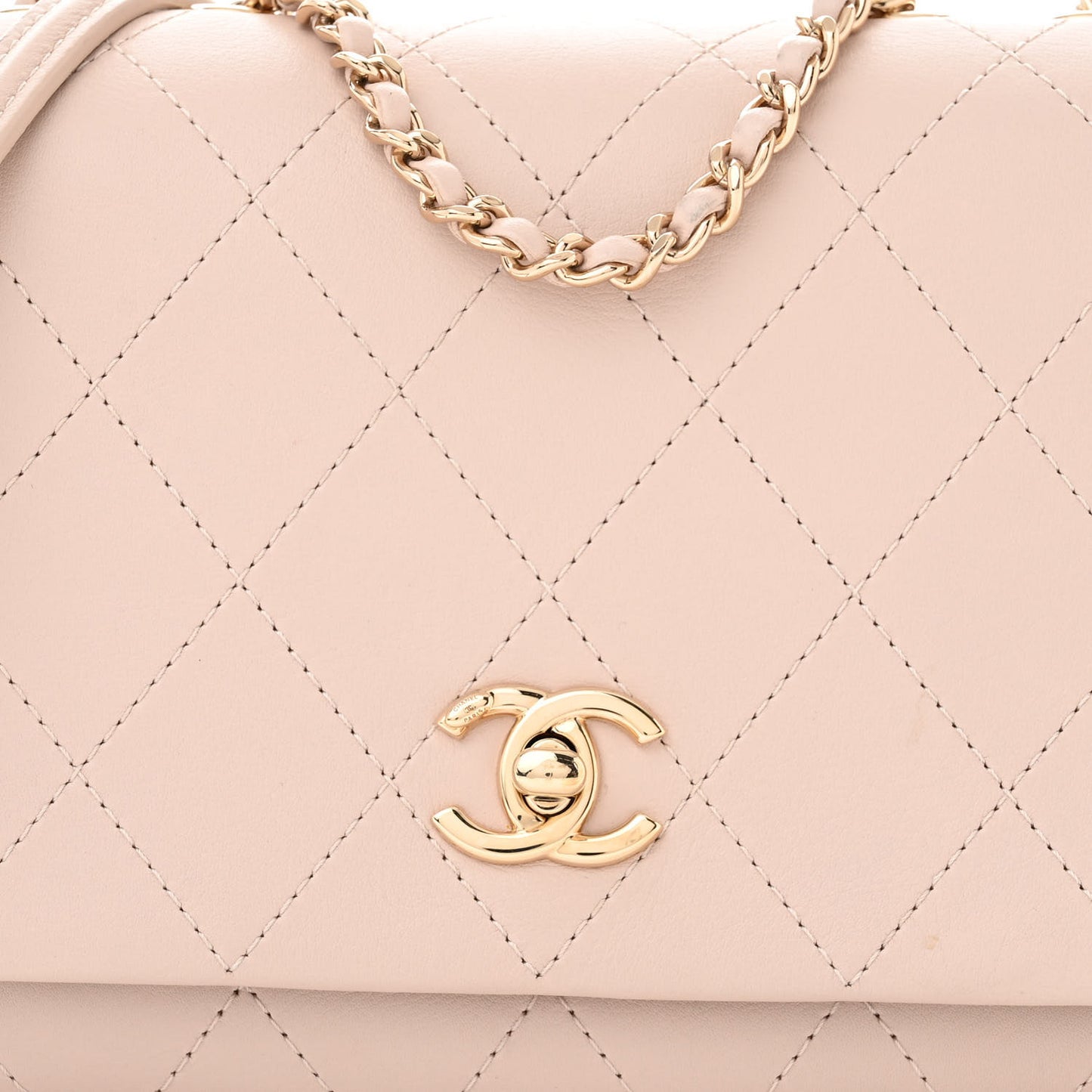 Calfskin Stitched Small Flap Light Beige