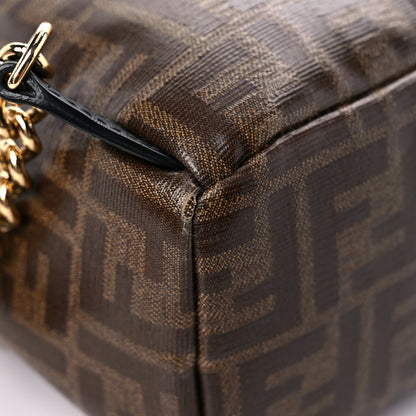 Fendi Glazed Fabric Vitello Century FF 1974 Stamp Patch Mini Backpack Mogano Panna Black 11 of 16