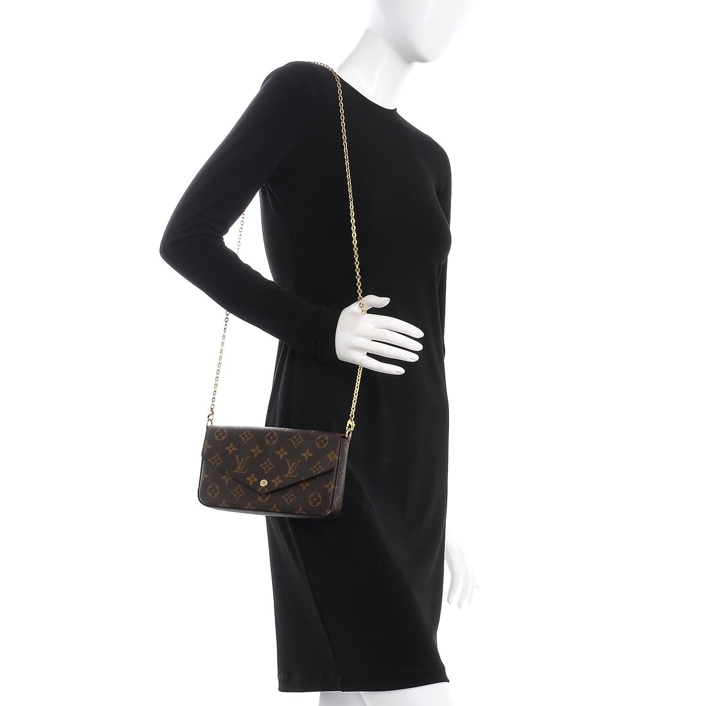 Monogram Pochette Felicie Chain Wallet Fuchsia