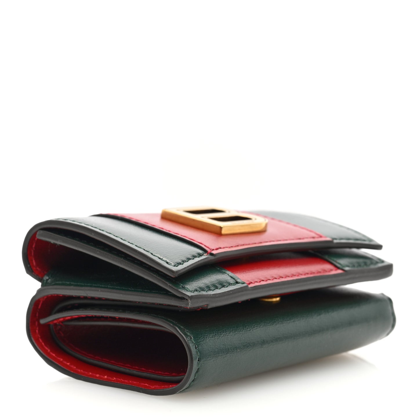 X Balenciaga Calfskin Web Card Case Wallet Beige Ebony