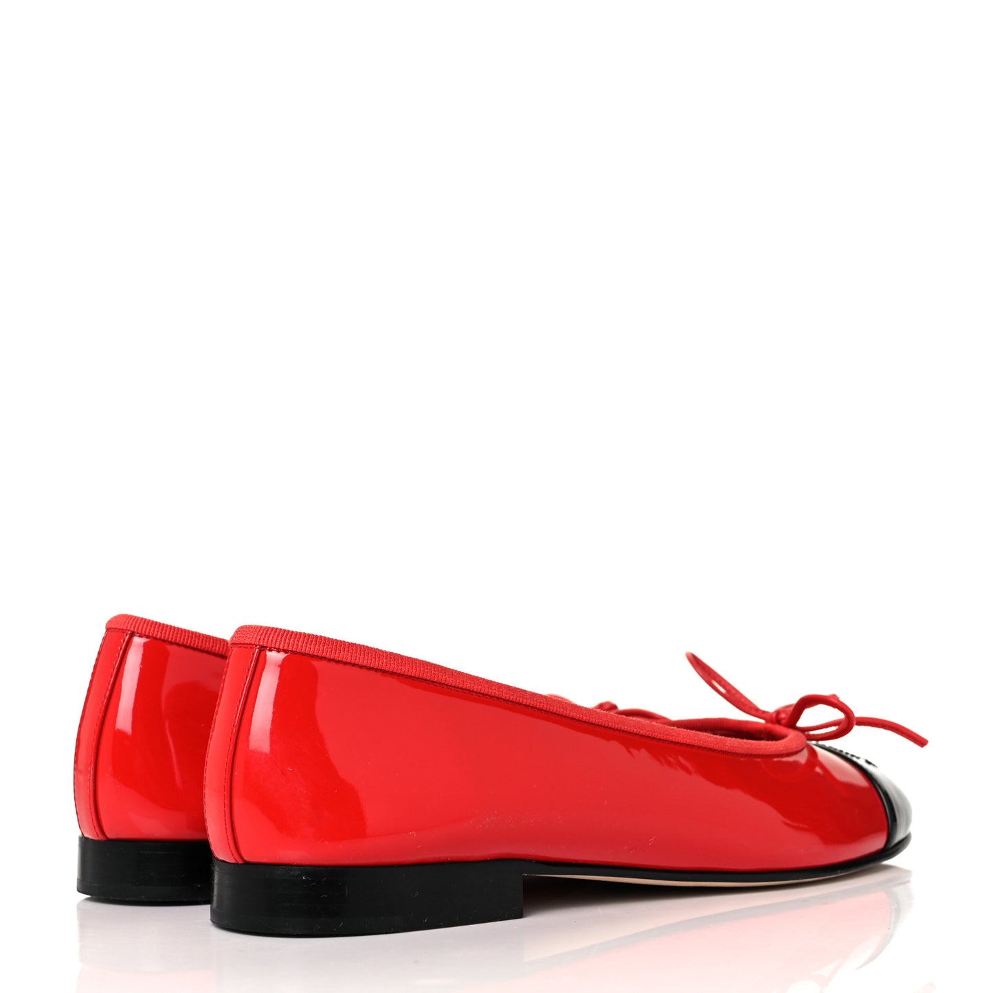 Patent Calfskin CC Cap Toe Ballerina Flats 36 Red