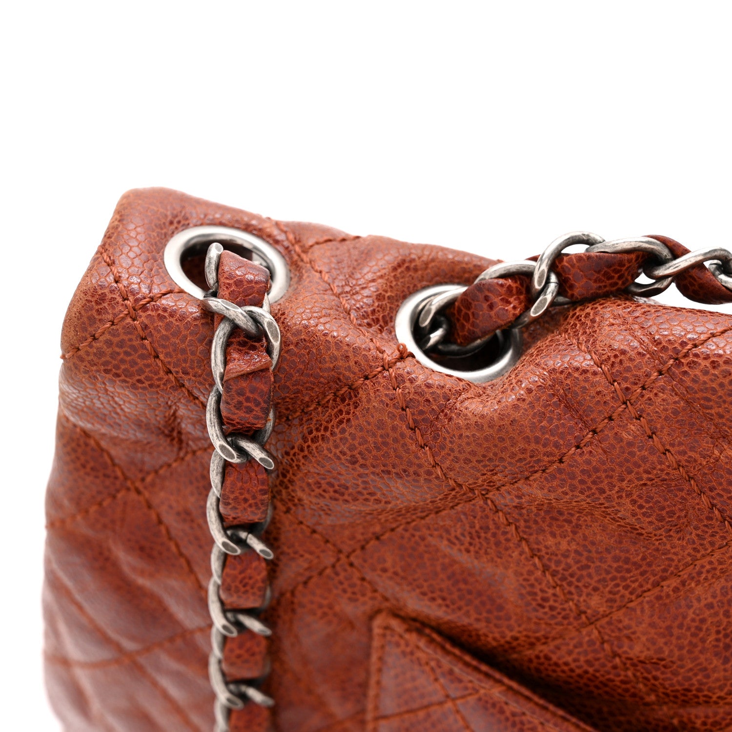 Chanel Crumpled Caviar Quilted Maxi Elastic Flap Light Brown 12 of 13