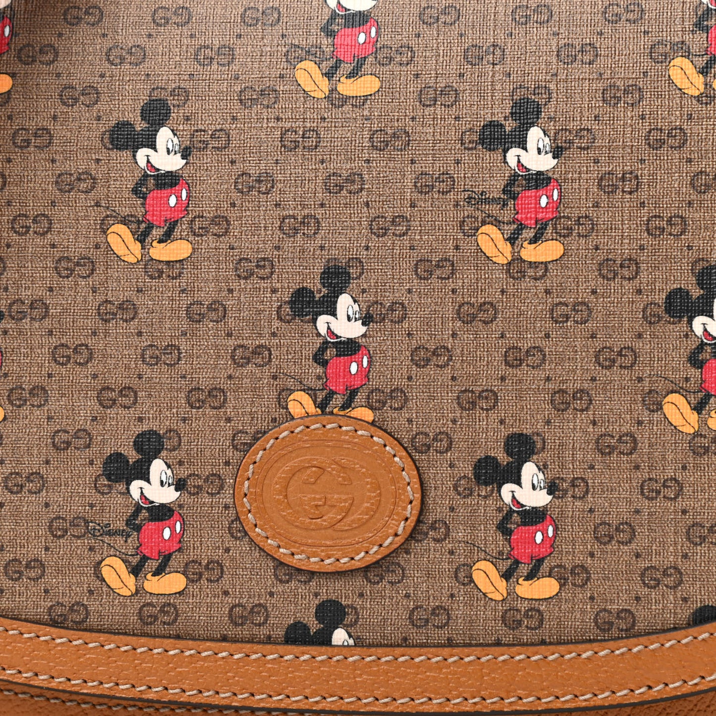 X DISNEY Mini Vintage GG Supreme Monogram Mickey Mouse Small Flap Messenger Bag Beige Vintage Sun Oil