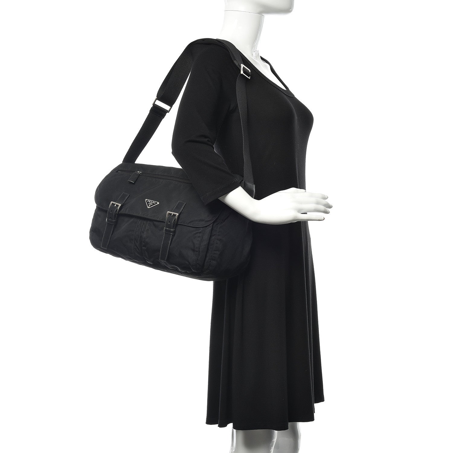 Prada Nylon Vela Messenger Bag Black 2 of 14