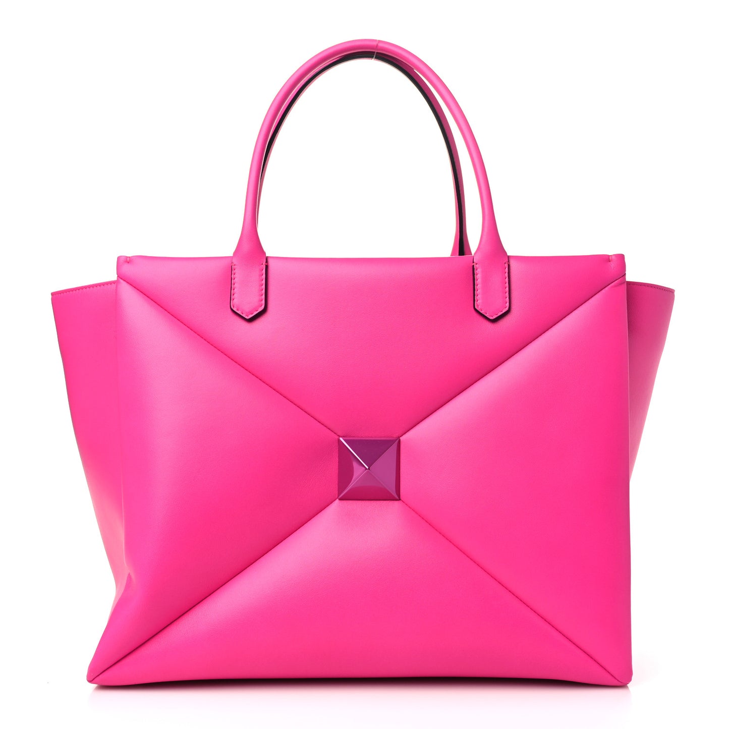 Nappa Tonal Monochrome Large One Stud Handbag Pink PP