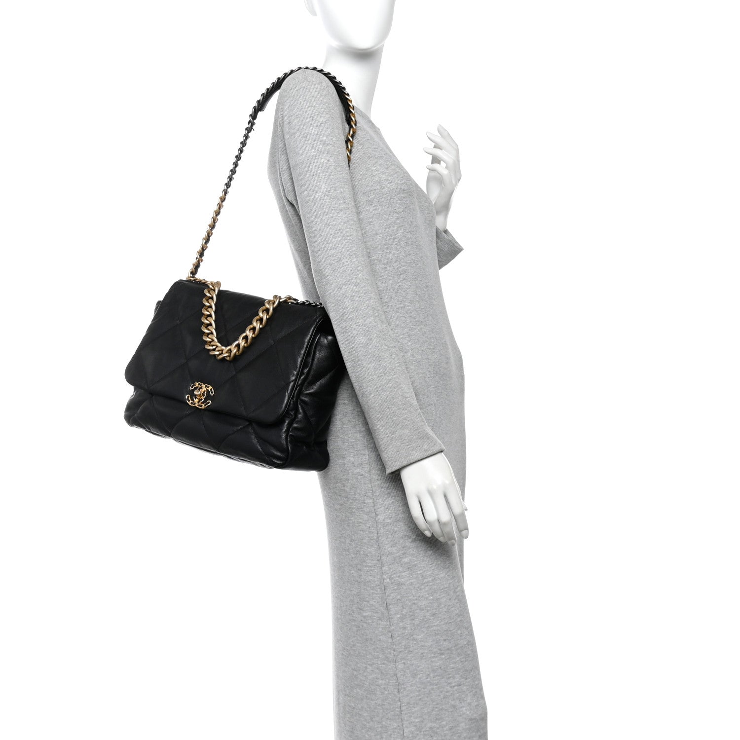 Chanel Lambskin Quilted Maxi Chanel 19 Flap Black 2 of 11