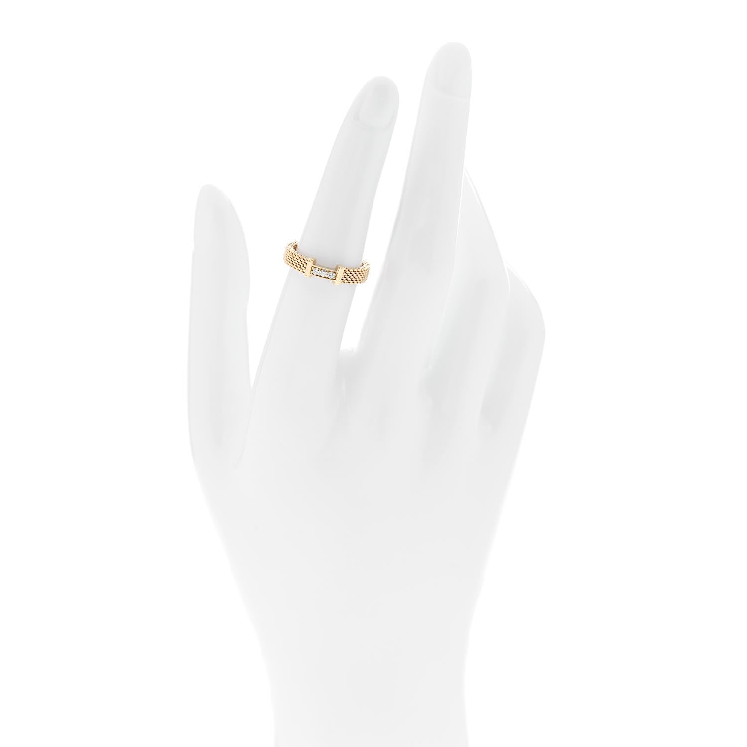 Tiffany 18K Yellow Gold Diamond Narrow Somerset Ring 50 5.25 2 of 4