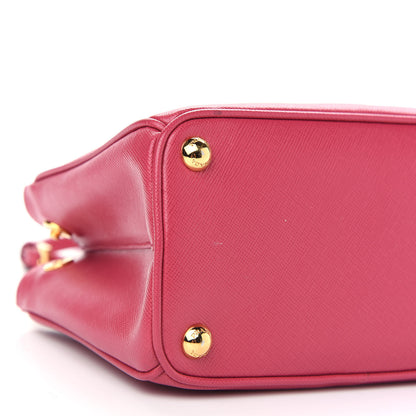 Prada Saffiano Lux Micro Galleria Double Zip Tote Peonia 8 of 9