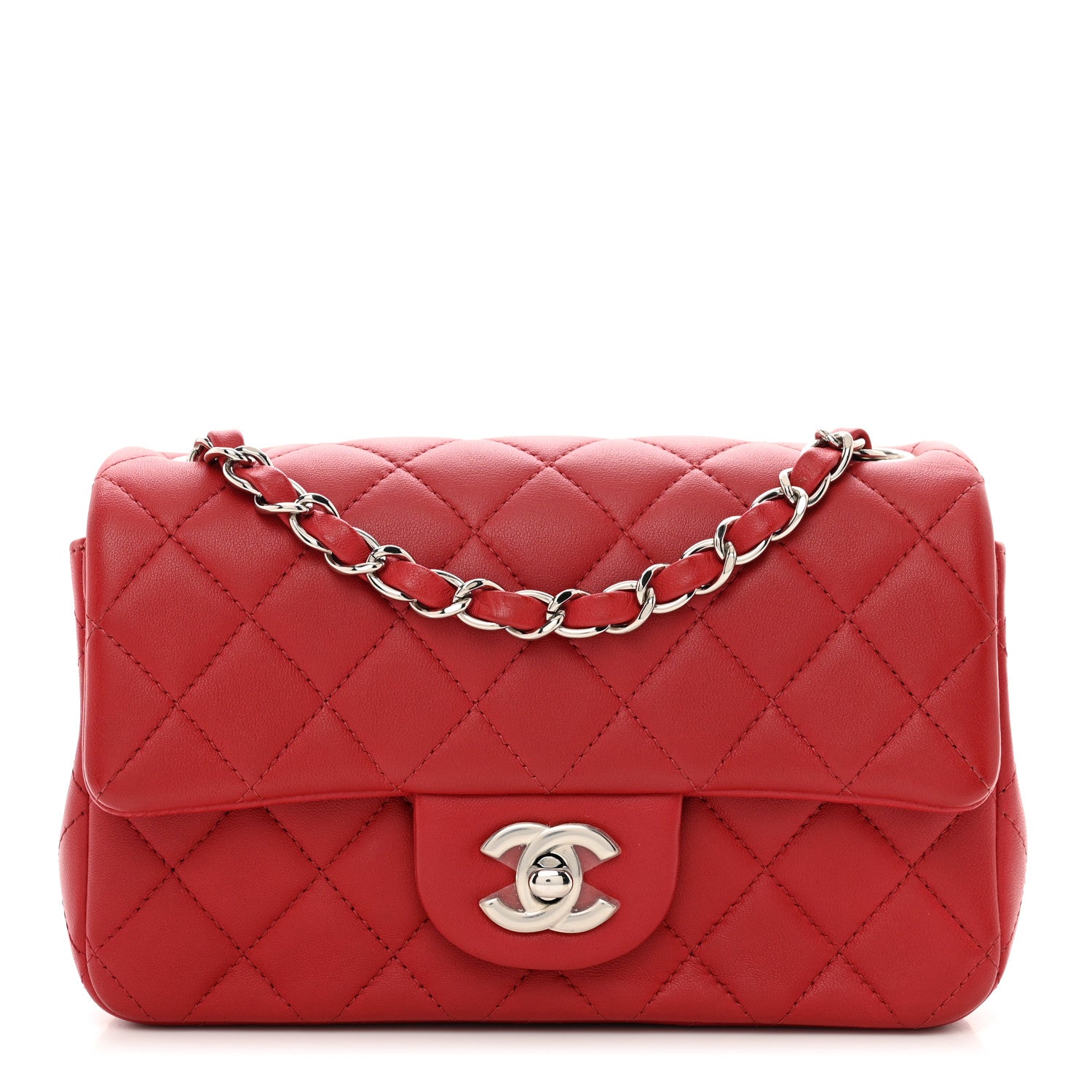 Chanel Lambskin Quilted Mini Rectangular Flap Red 1 of 11