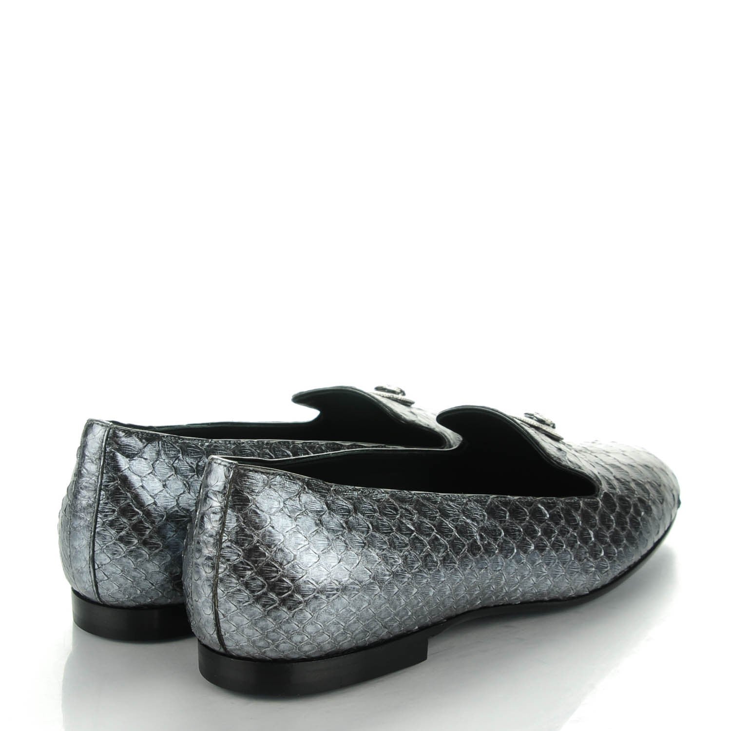 Chanel Python CC Mocassin Loafers 36.5 Dark Grey 4 of 8