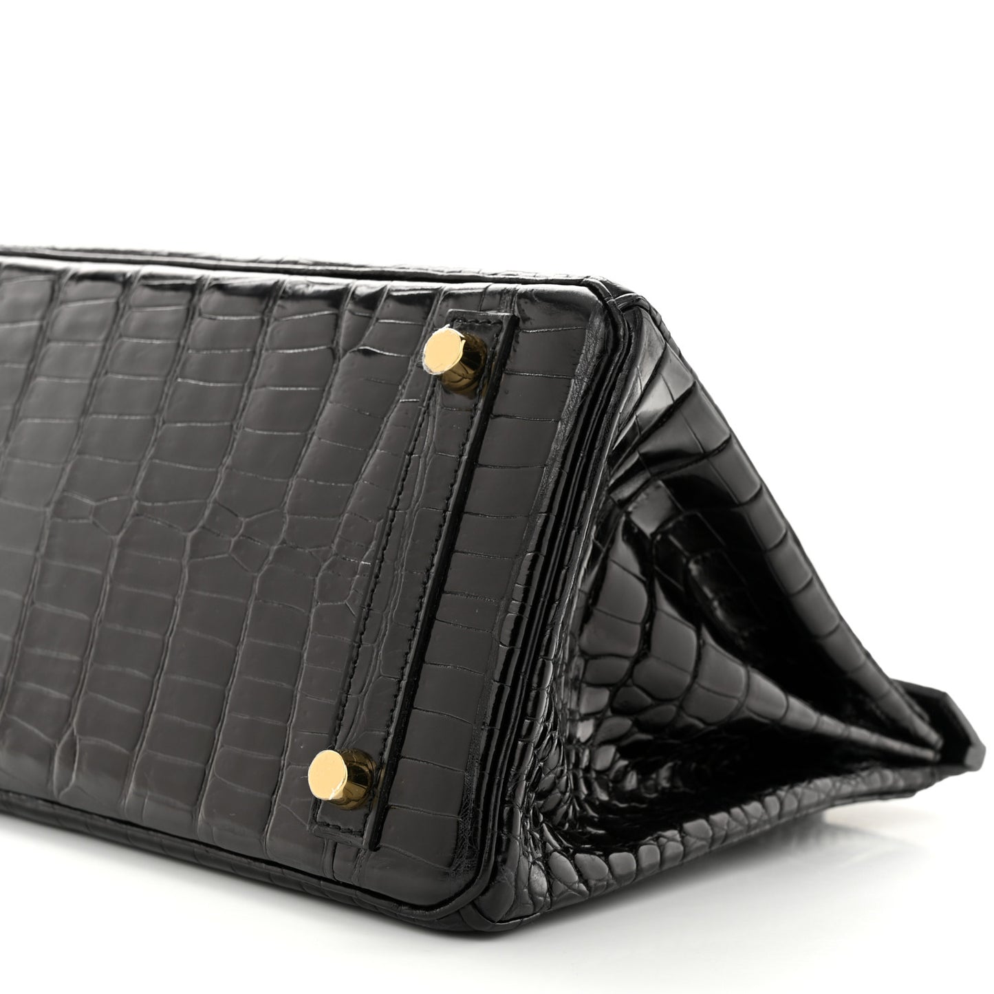 Shiny Porosus Crocodile Birkin 25 Black