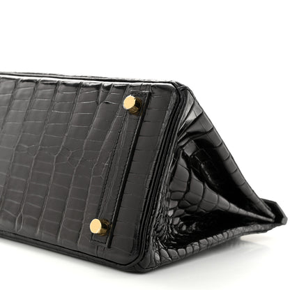 Hermes Shiny Porosus Crocodile Birkin 25 Black 11 of 11
