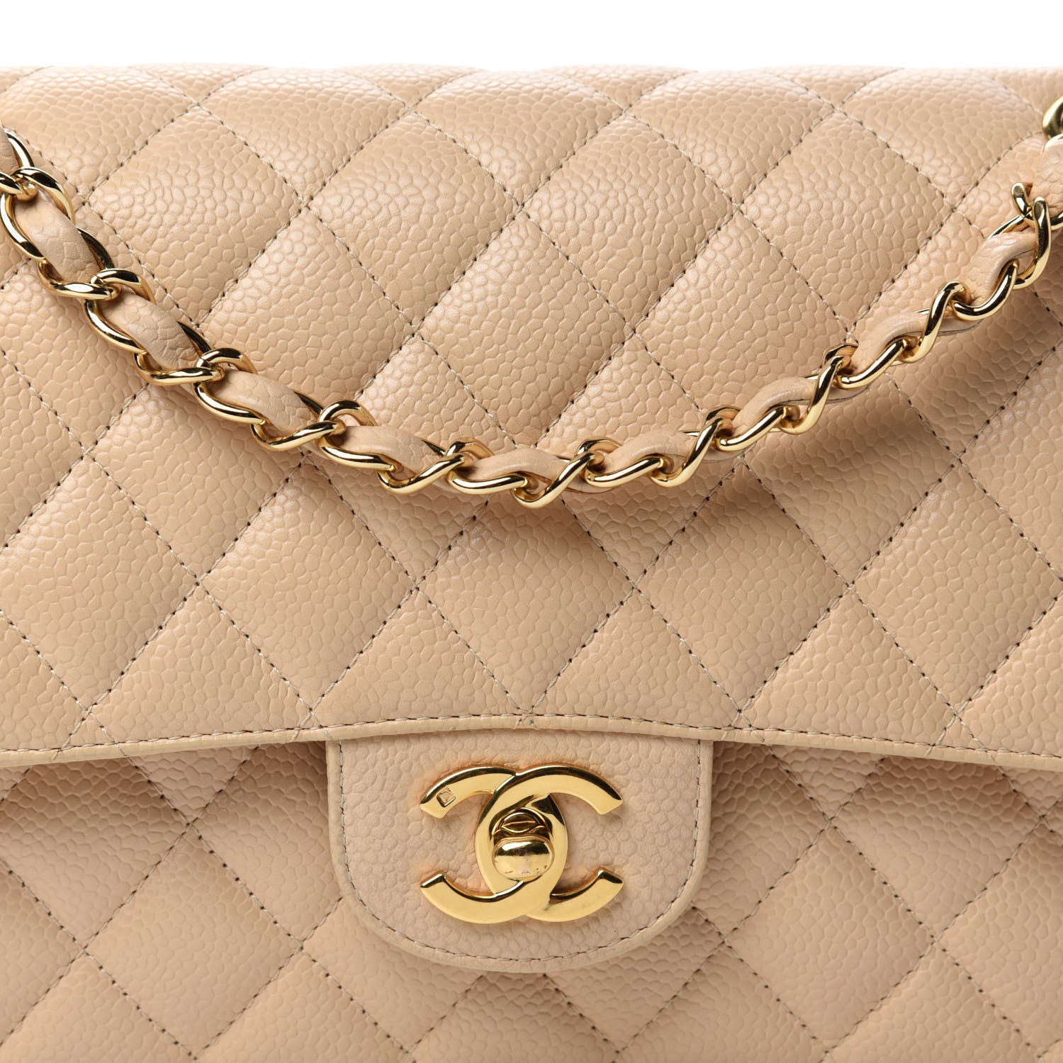 Chanel Caviar Quilted Medium Double Flap Light Beige 11 of 11