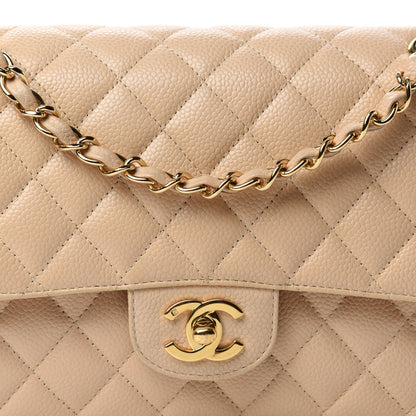 Chanel Caviar Quilted Medium Double Flap Light Beige 11 of 11