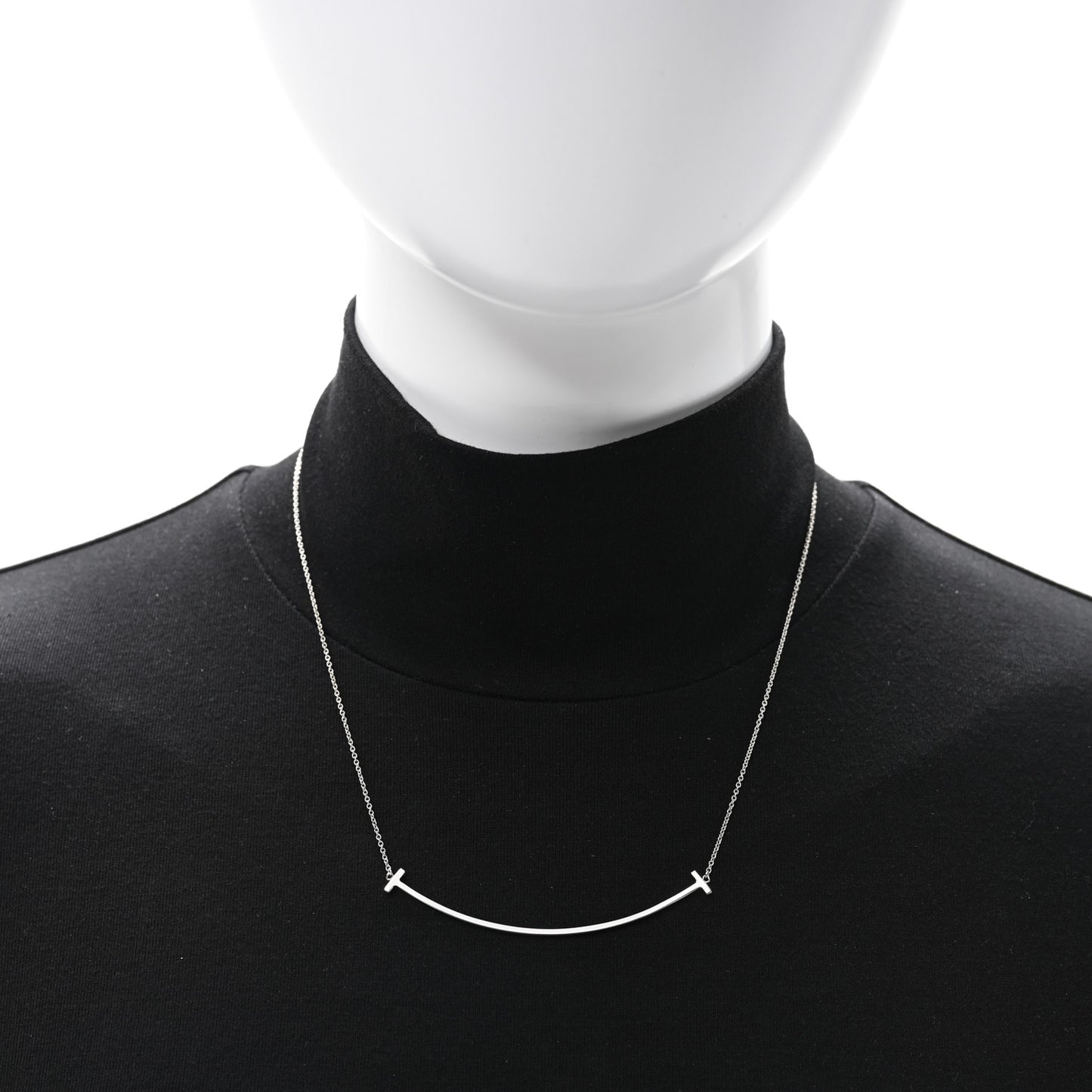 Sterling Silver Large T Smile Pendant Necklace