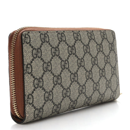 Gucci GG Supreme Monogram Cuoio Toscano Zip Around Wallet Beige Ebony Cuir 7 of 12