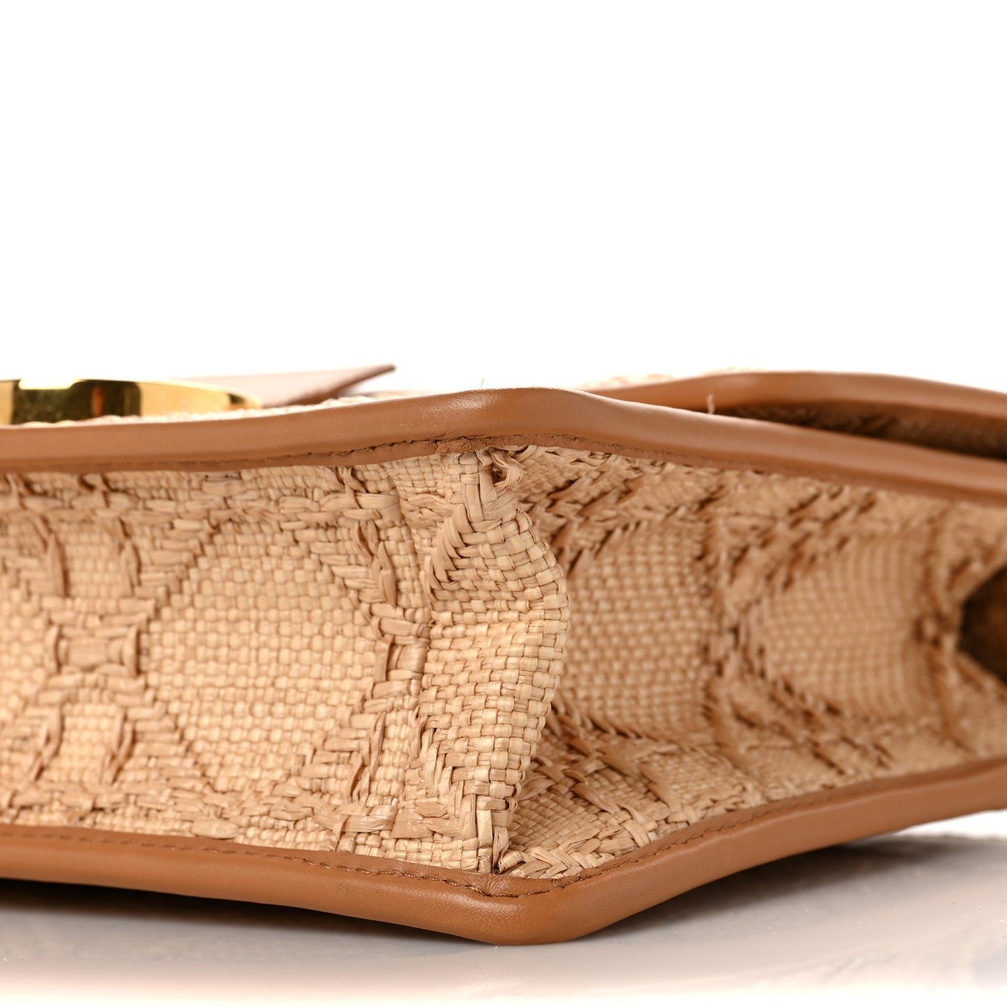 Raffia Calfskin 30 Montaigne Flap Bag Beige