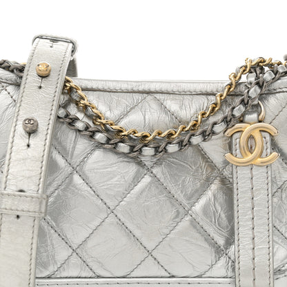 Chanel Metallic Aged Calfskin Quilted Small Gabrielle Hobo Silver 8 of 13