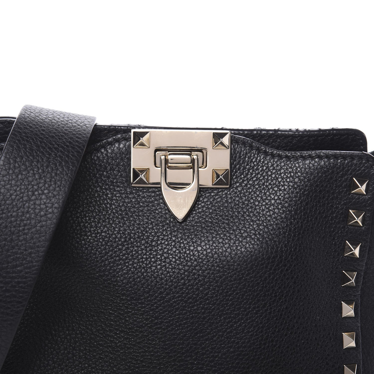 Valentino Garavani Pebbled Calfskin Mini Rockstud Flip-Lock Messenger Bag Black 11 of 11