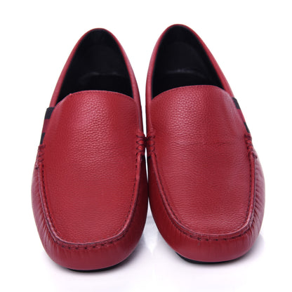 Gucci Calfskin Web Mens Driver Loafers 7.5 Red 5 of 11
