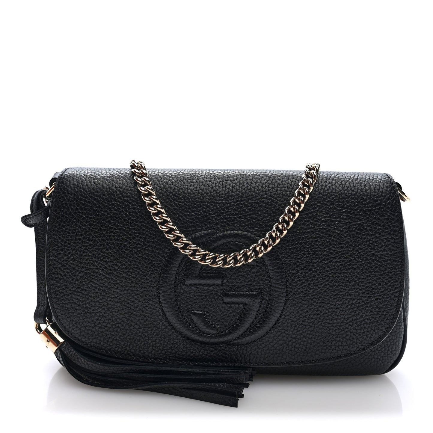 Pebbled Calfskin Medium Soho Flap Crossbody Black Black