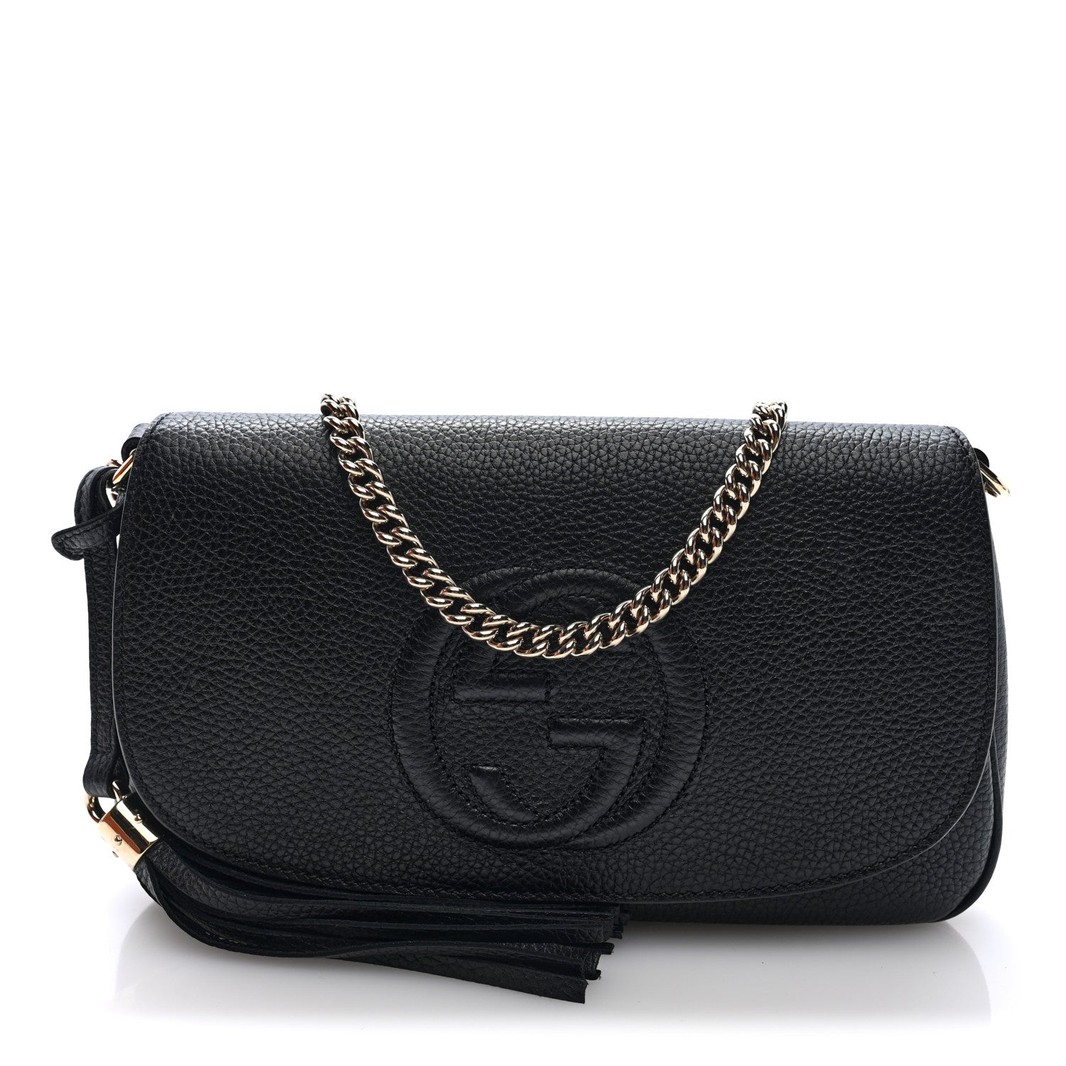Gucci Pebbled Calfskin Medium Soho Flap Crossbody Black Black 1 of 10