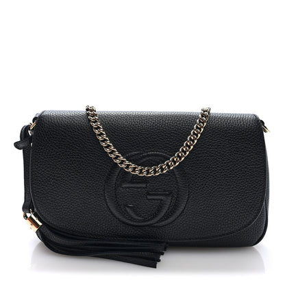 Gucci Pebbled Calfskin Medium Soho Flap Crossbody Black Black 1 of 10
