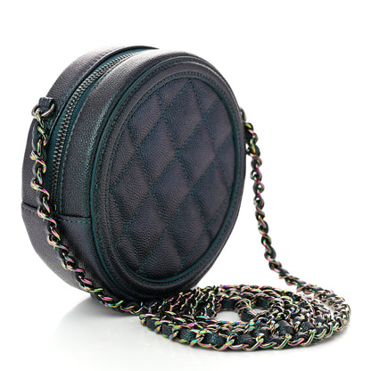 Chanel Iridescent Caviar Quilted Round Filigree Crossbody Dark Turquoise 3 of 11