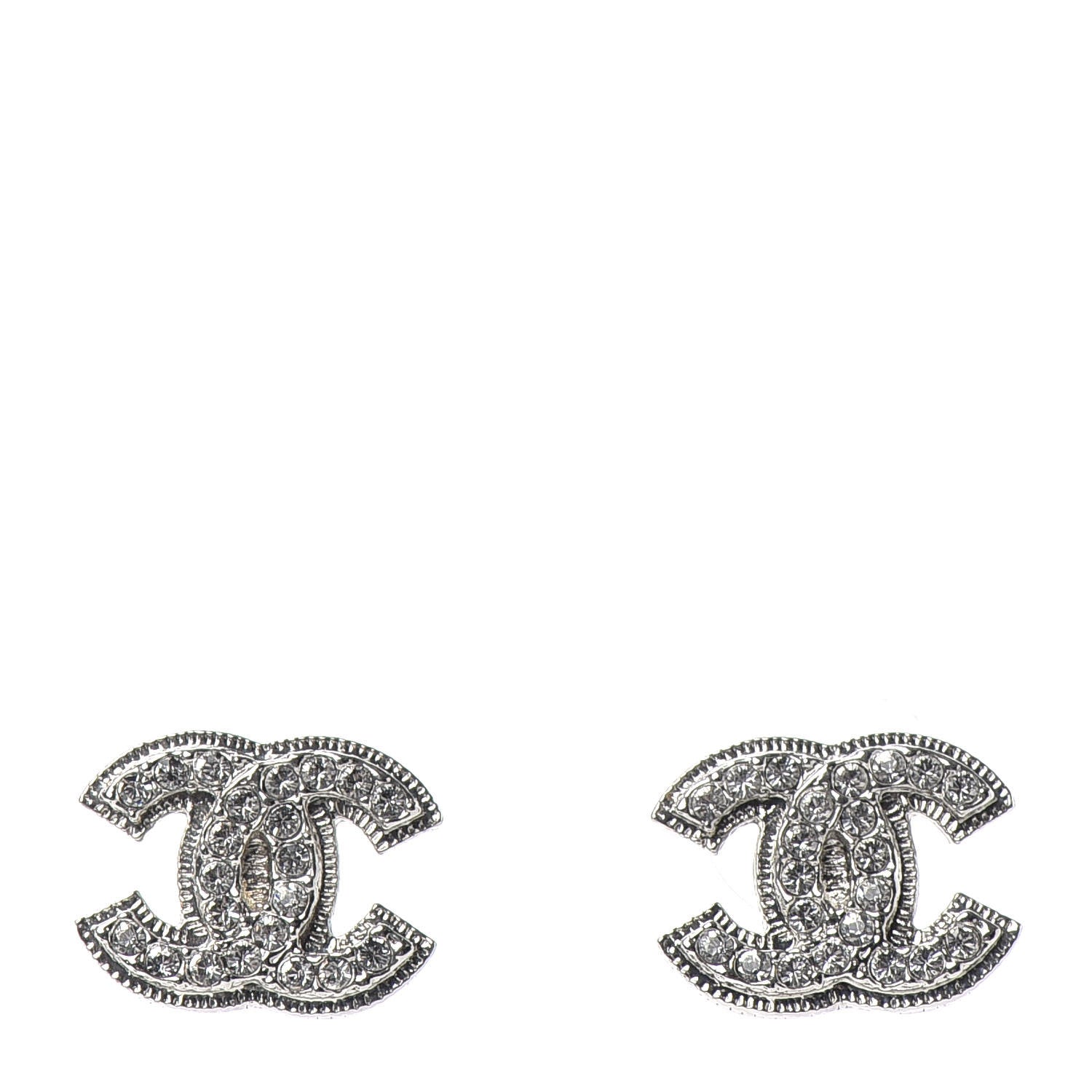 Chanel Crystal CC Earrings Silver 1 of 5