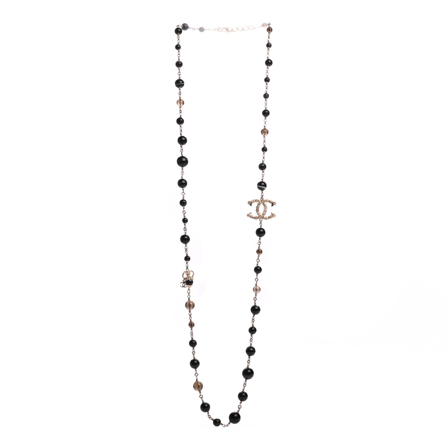 Beaded Sheep CC Long Necklace Gold Black