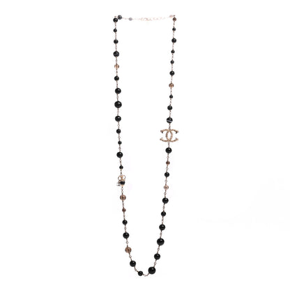 Chanel Beaded Sheep CC Long Necklace Gold Black 3 of 5