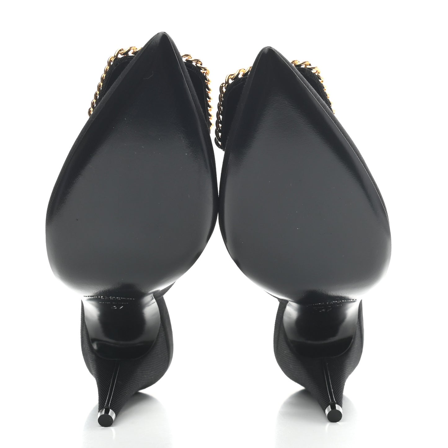 Grosgrain St. Sulpice Chain Buckle Slingback Pumps 37 Black