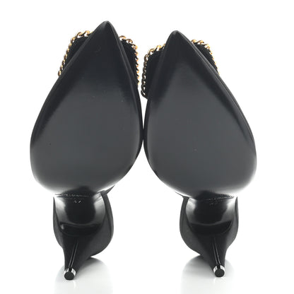 Saint Laurent Grosgrain St. Sulpice Chain Buckle Slingback Pumps 37 Black 5 of 7