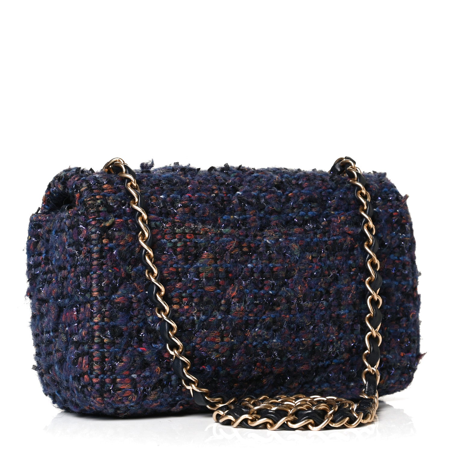 Chanel Tweed Quilted Mini Rectangular Flap Blue Multicolor 3 of 10