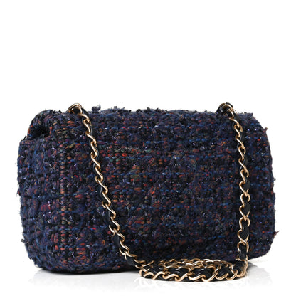 Chanel Tweed Quilted Mini Rectangular Flap Blue Multicolor 3 of 10