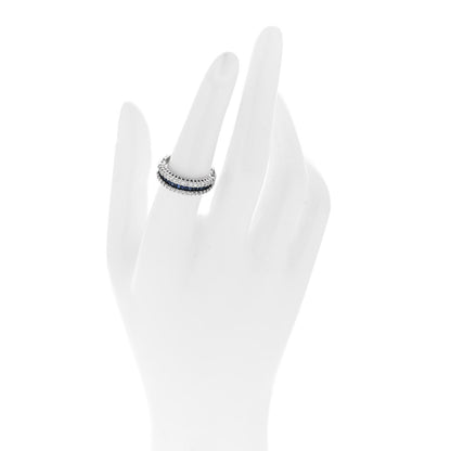 Parker & West by FASHIONPHILE Platinum Diamond Blue Sapphire 0.50ctw Three Row Ring 53 6.5 2 of 9