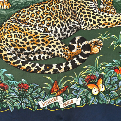 Hermes Silk Jungle Love Scarf 90 Marine Vert Orange 2 of 3