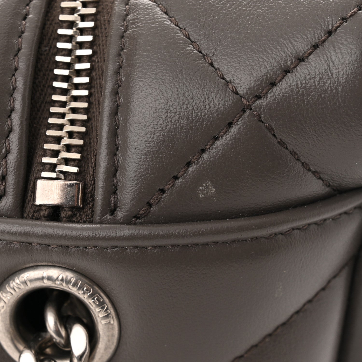 Saint Laurent Calfskin Y Quilted Monogram Small Loulou Bowling Bag Earth 10 of 10
