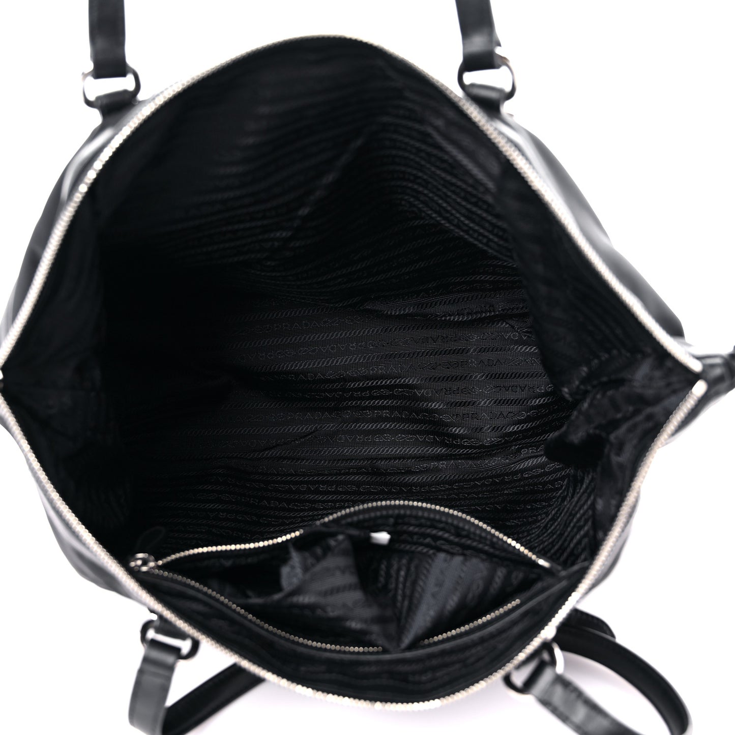 Tessuto Nylon Calfskin Shopping Tote Black