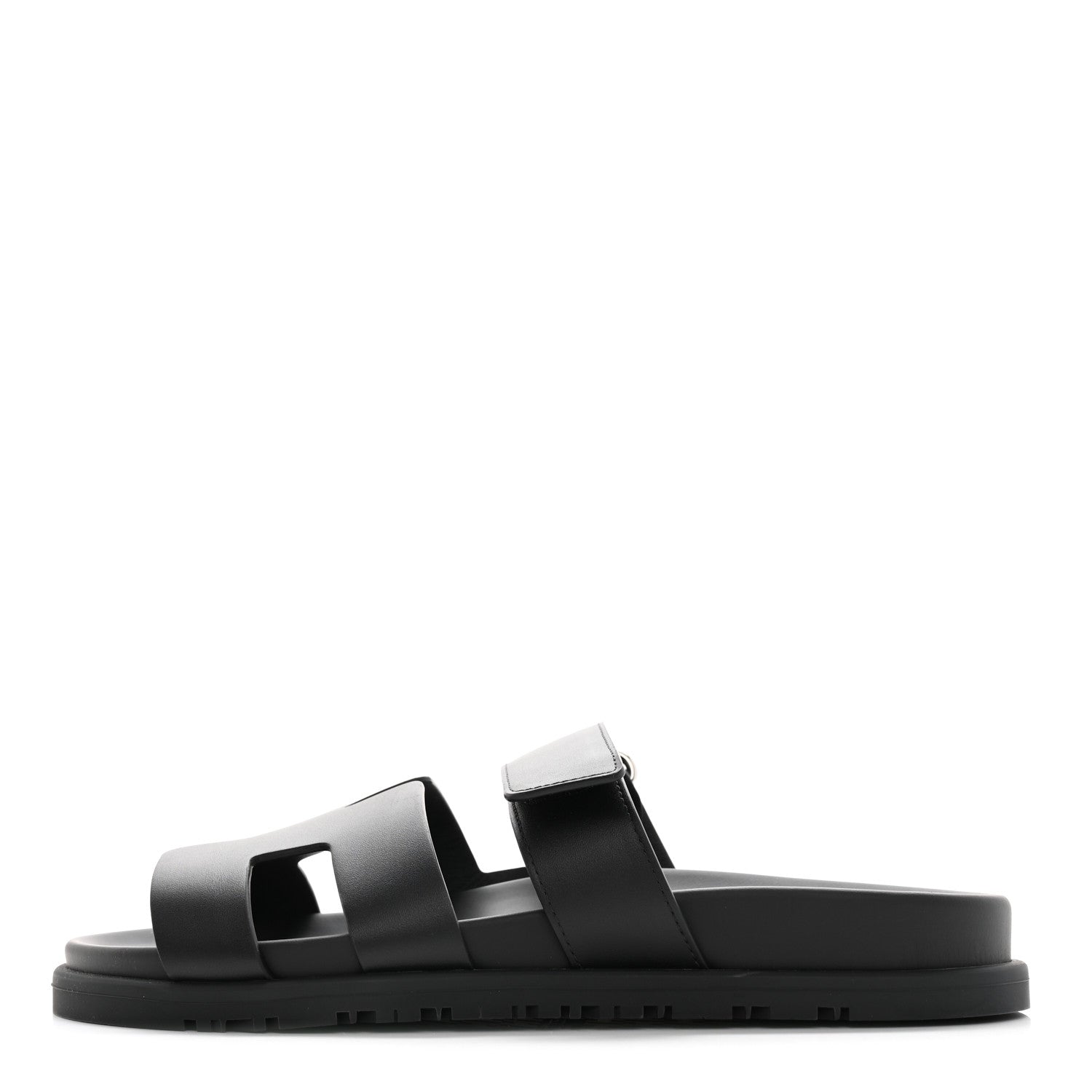 Hermes Calfskin Womens Chypre Sandals 37 Black 1 of 12