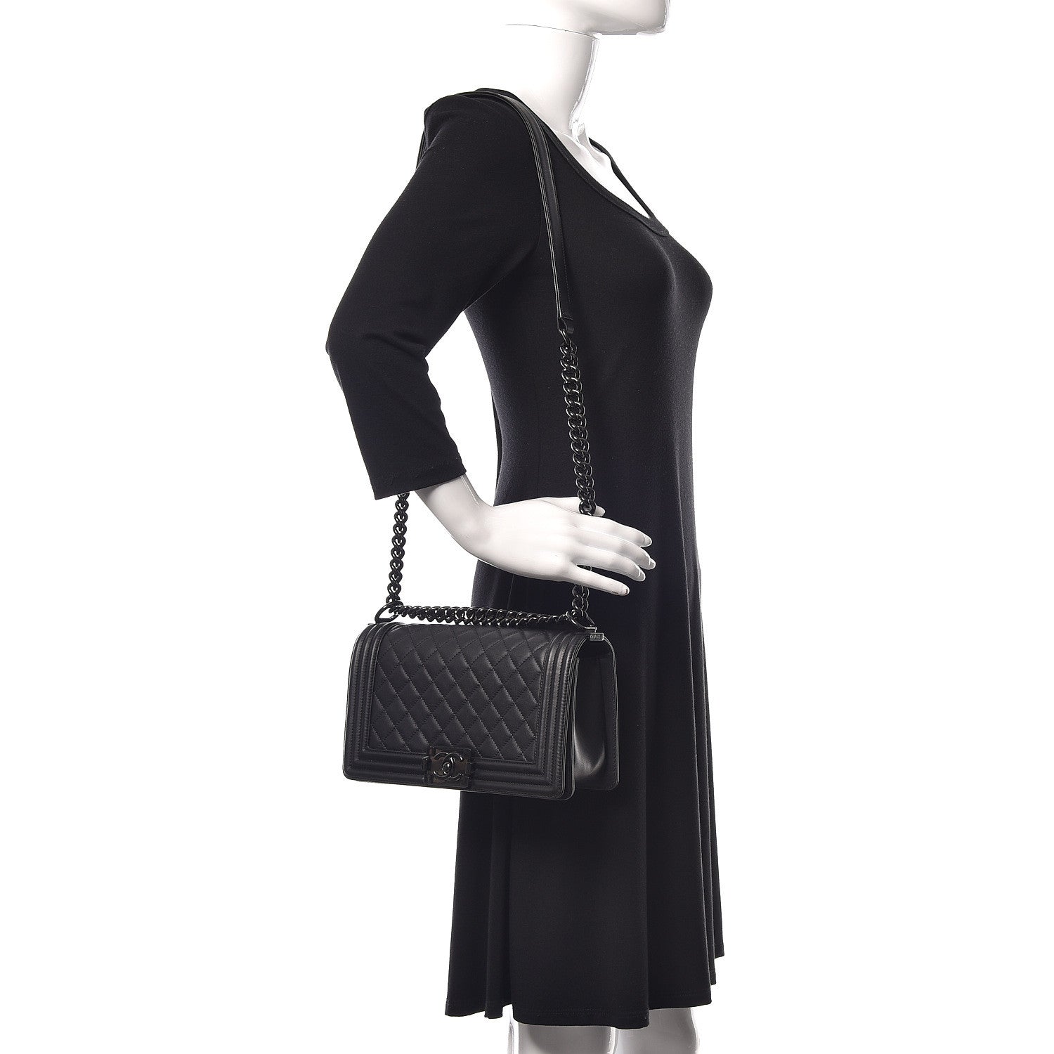 Chanel Calfskin Quilted Medium Boy Flap So Black 2 of 13