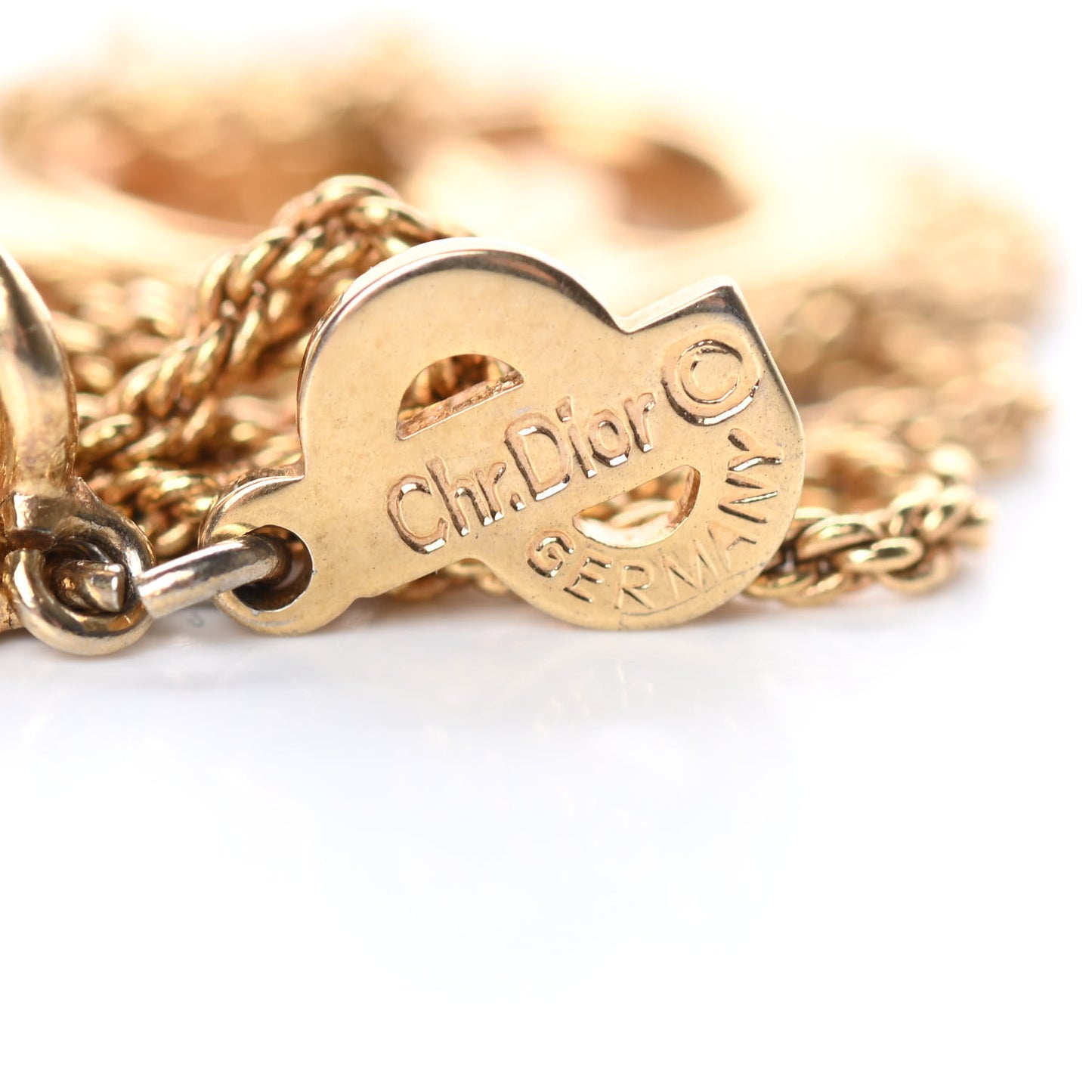 Metal CD Logo Necklace Gold