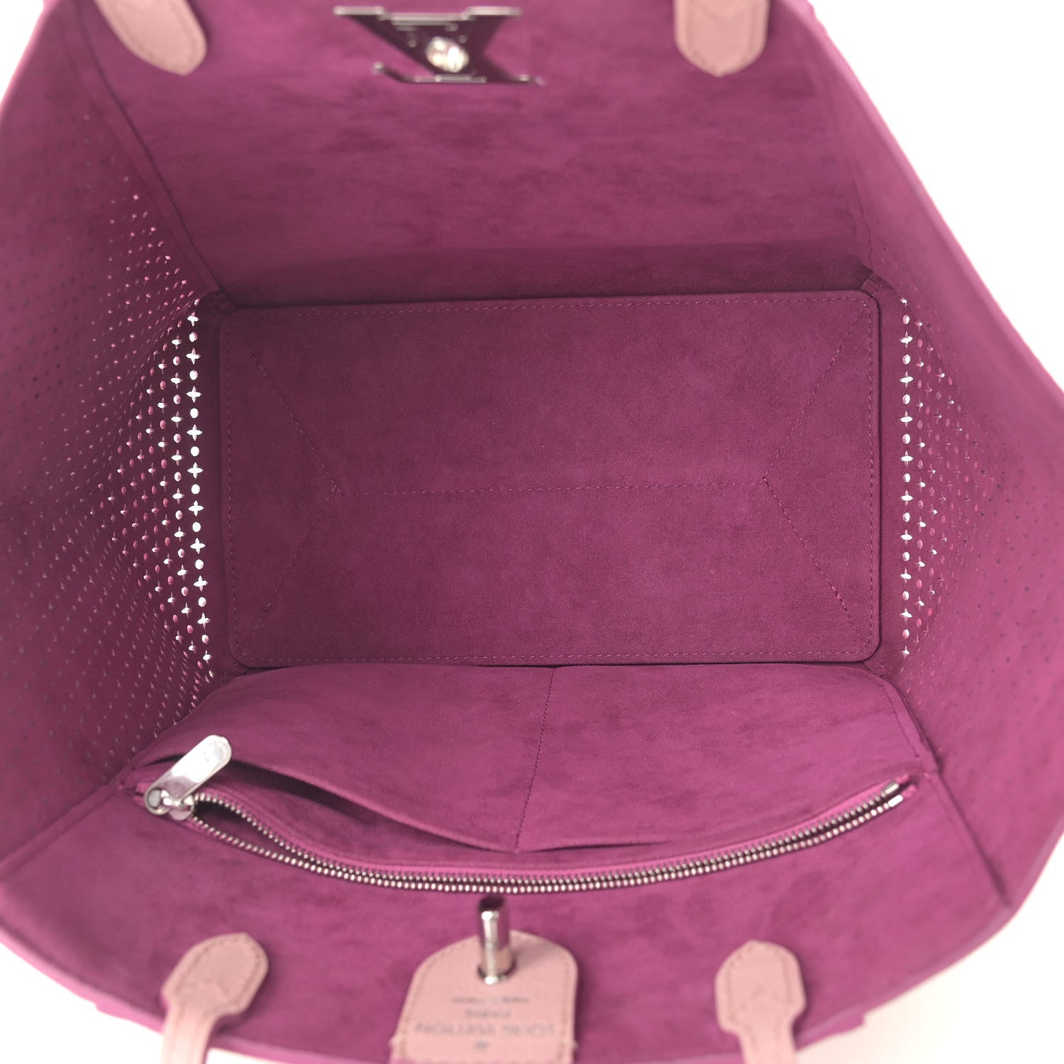Louis Vuitton Calfskin Perforated Lockme Cabas Rose Poudre Creme 5 of 12