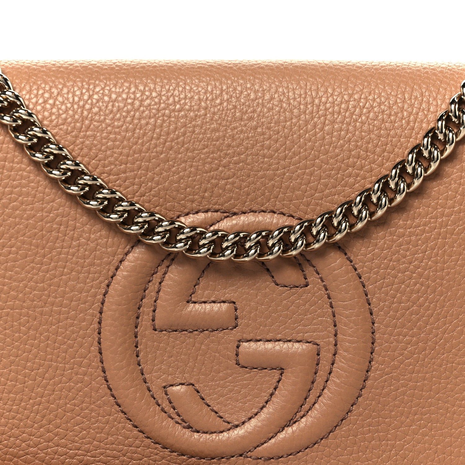 Gucci Pebbled Calfskin Medium Soho Flap Crossbody Camelia 9 of 11