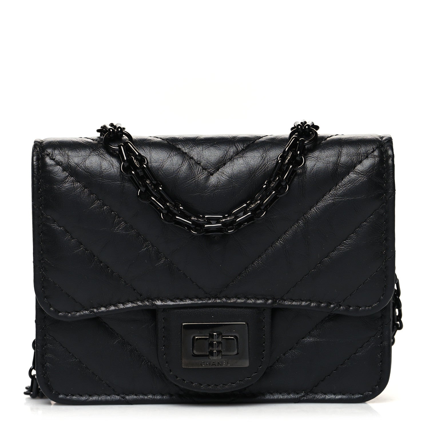 Chanel Aged Calfskin Chevron Quilted Reissue Belt Bag Black 1 of 12