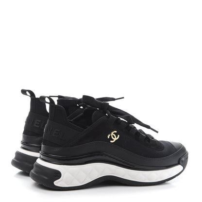 Chanel Velvet Calfskin Mixed Fibers CC Sneakers 36 Black 4 of 10