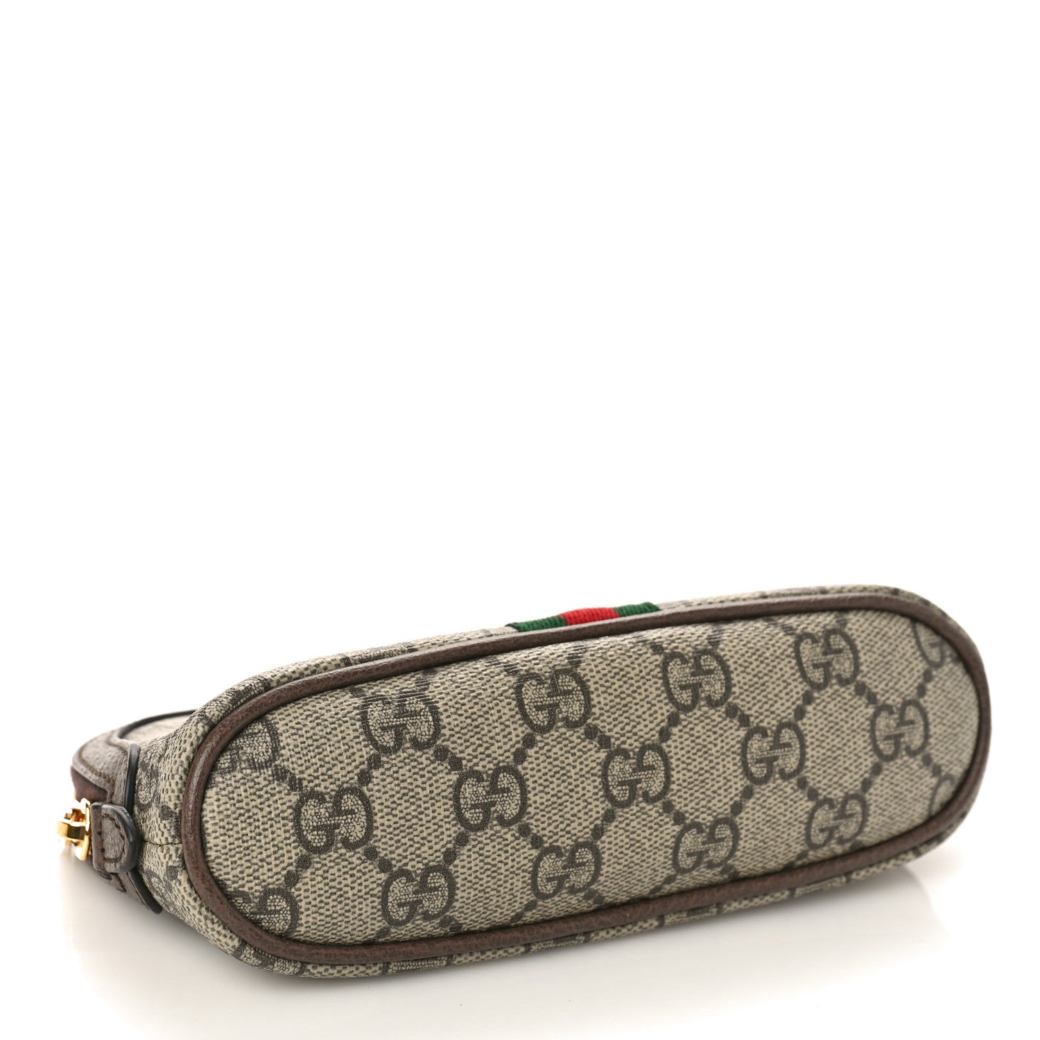 Gucci GG Supreme Monogram Textured Calfskin Web Medium Ophidia Cosmetic Case Beige Ebony New Acero 4 of 9