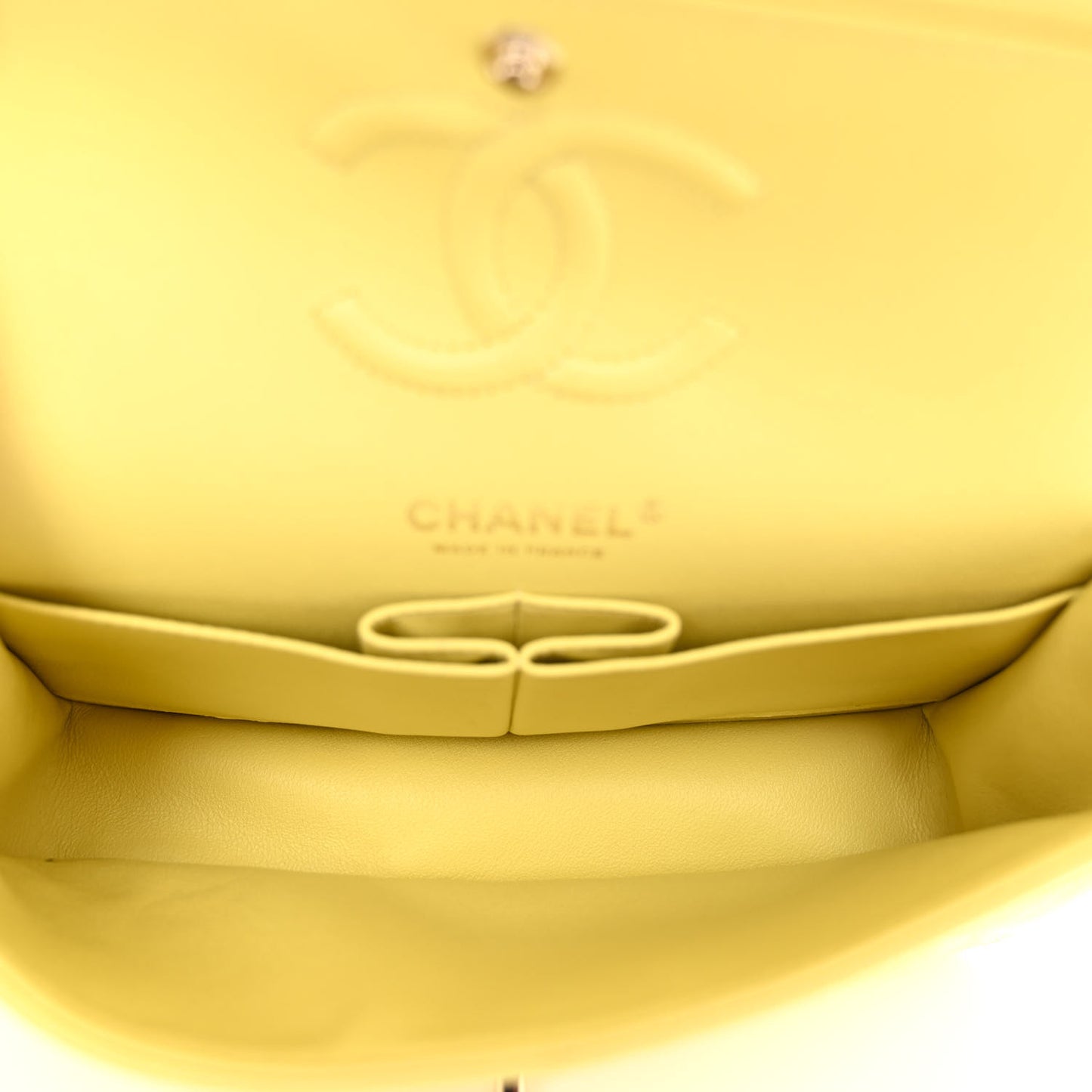 Caviar Quilted Medium Double Flap Light Yellow