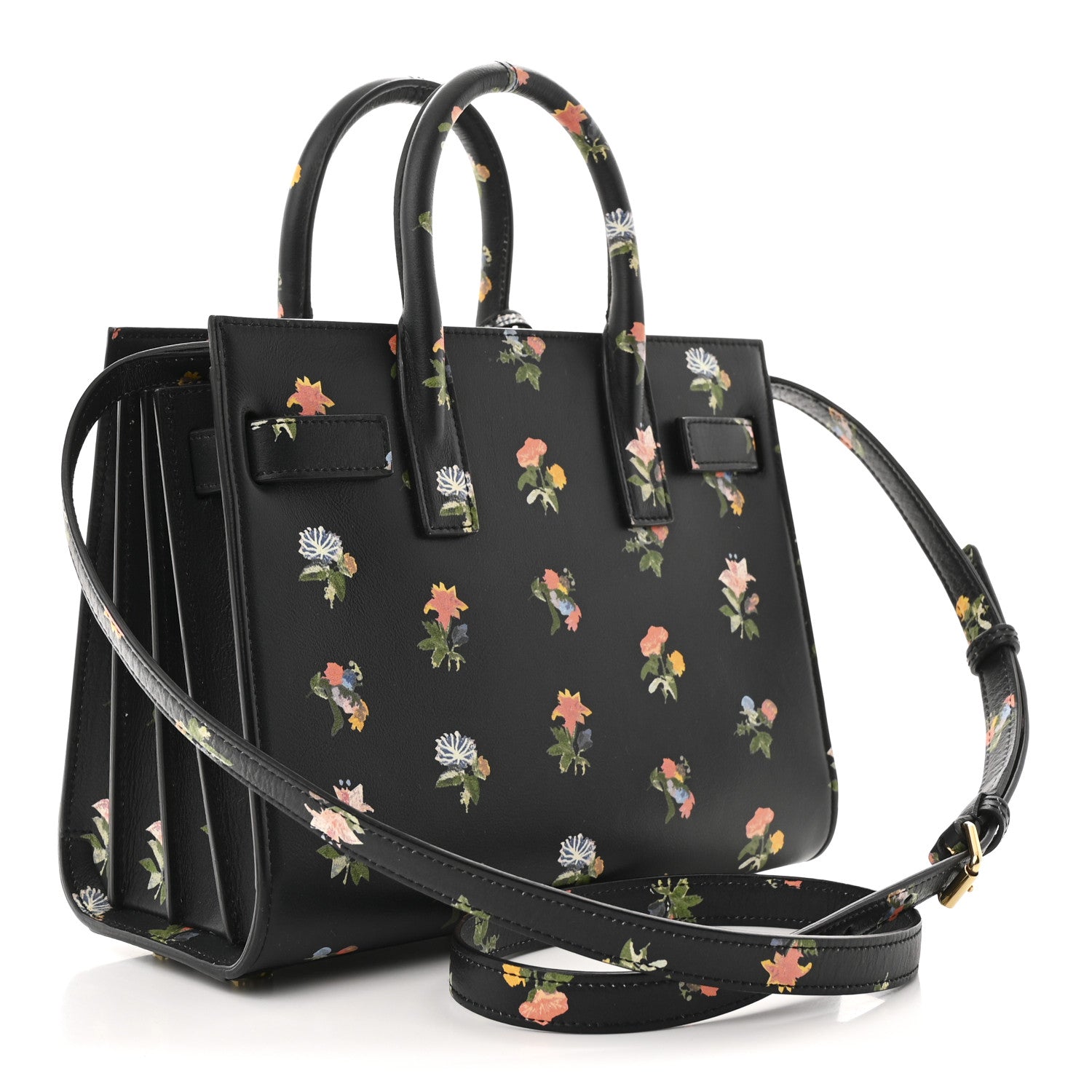 Saint Laurent Calfskin Prairie Printed Nano Sac De Jour Black 3 of 10